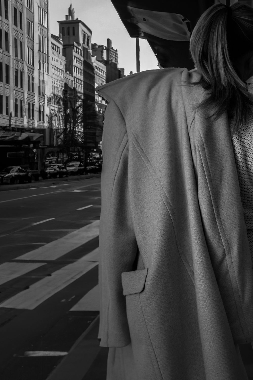 Woman in a wool coat on a New York City street
